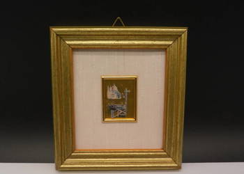 Włoska Miniatura Vintage na Złotej Folii 23K – Wenecja / Gondola
