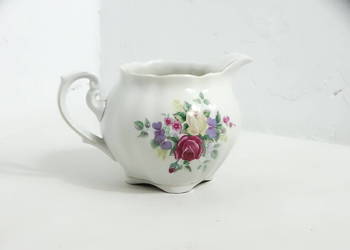 Porcelanowy mlecznik Ćmielów – motyw kwiatowy, vintage PRL