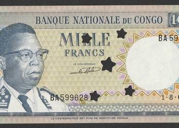 KONGO CONGO 1000 FRANK 1964 - STAN BANKOWY UNC