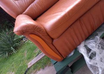 Sofa skórzana rozkładana braz