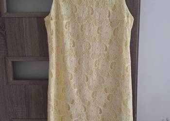 Pastelowa żółta koronkowa sukienka bawełna 40 imprezowa