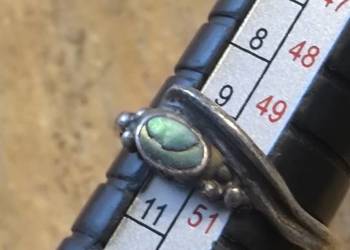 srebrny pierścionek muszla Avalone. Vintage