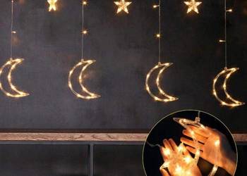 Lampki księżyce gwiazdki świąteczne światełka kurtyna 96LED