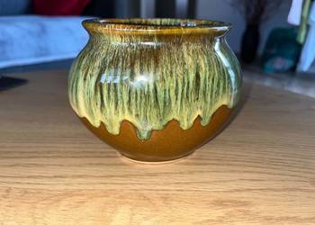 Ceramiczna Osłonka Na Doniczkę Wazon Szkliwo Zaciekowe Vintage BOHO