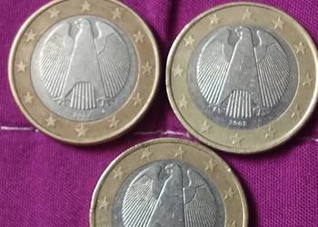 Monety 1 euro Niemcy 2002rok oznaczenia mennicze G D F