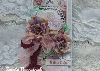 Ślub, pamiątka ślubna, kartka hand made