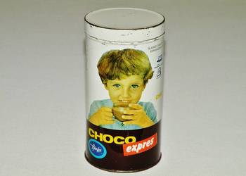 Puszka po napoju kakaowym Choco Expres ŚZPC Hanka z lat 80-tych PRLu