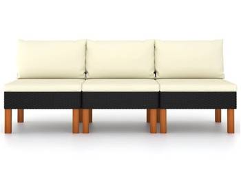 vidaXL Siedziska środkowe, 3 szt., polirattan i drewno(SKU:315768)