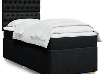 Łóżko kontynentalne z materacem czarne tkanina 80x200 cm WM-3291116
