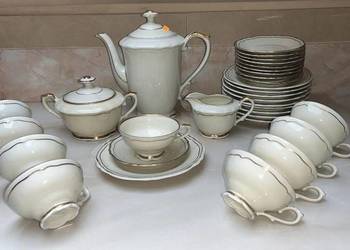 Serwis na 9 osób. Hackefors, Szwecja. Ręcznie malowany złotem/ handmalat