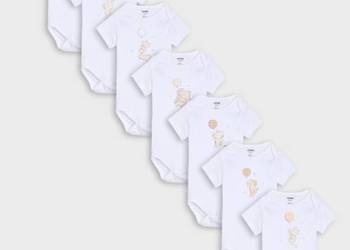 Body niemowlęce Sinsay 62 bawełna białe zwierzątka newborn noworodek