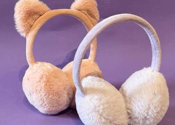 Futrzane nauszniki fioletowe i różowe