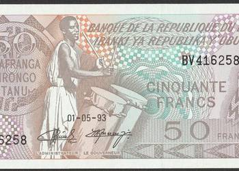 BURUNDI 50 FRANKÓW 1993 - STAN BANKOWY UNC