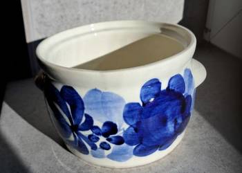 cukiernica z fajansu z Włocławka z prlu stan db+ brak pokrywki śr. 12 cm, w