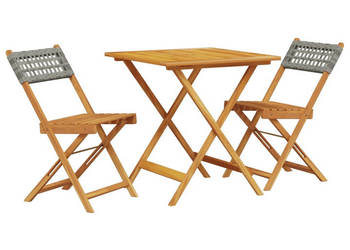 3-cz. zestaw mebli bistro szary rattan PE i drewno WM-3281863