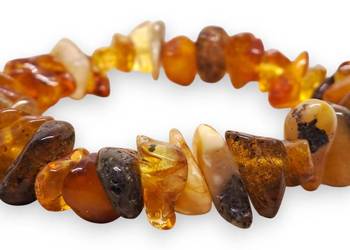 Bransoletka BURSZTYN bałtycki bryłki cytryna, mleko, koniak #887