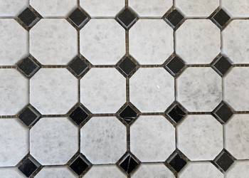 Mozaika kamienna z marmuru CRISTAL WHITE/NERO MARQUINA 30,5x30,5x1