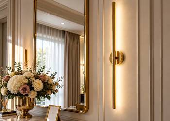 Kinkiet Złoty Nowoczesny Podłużny Lampa Ścienna Glamour Modern Stalowy