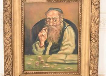 M. Lisowski - Żyd W Okularach Liczący Pieniądze - Obraz Olejny Na Szczęście