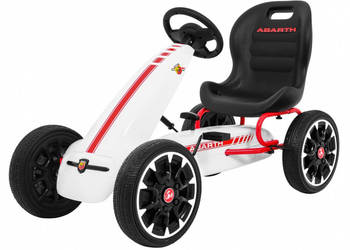 Gokart ABARTH biały koła EVA 30 cm napęd łańcuchowy