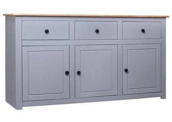 vidaXL Szafka, szara, 135x40x80 cm, lite drewno sosnowe, seria P(sku282704)