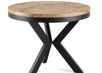 Stół okrągły rozkładany 100-140 cm w stylu loft do salonu