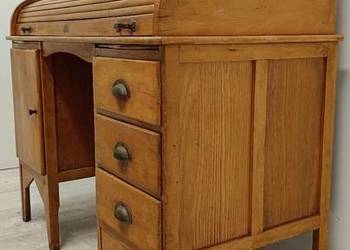 biurko drewniane  z roletą dwustronne vintage design z szufladami