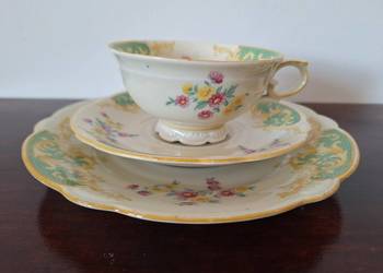Trio śniadaniowe porcelana filiżanka spodek talerzyk Bavaria