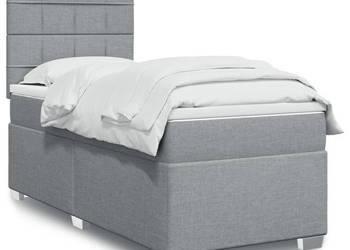 Łóżko kontynentalne z materacem jasnoszare tkanina 80x200 cm WM-3292615
