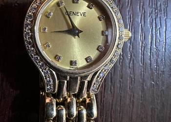 ZŁOTY DAMSKI ZEGAREK GENEVE Z DIAMENTAMI