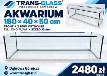 Akwarium 180x40x50 cm 360 l front + 2 boki Optiwhite 12 mm