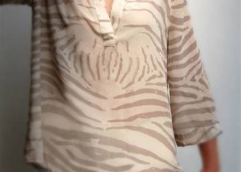 Barbara Becker jedwabna bluzka r. 42 XL, zebra, rękawy 3/4
