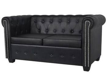 vidaXL Sofa 2-osobowa w stylu Chesterfield, sztuczna skóra, czar(sku242369)