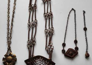 Bardzo stara biżuteria z miedzi i mosiądzu lata 60te ręcznie wykonana