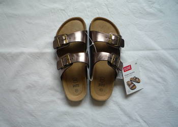 Cleve 38,5/39 klapki damskie wyściółka skóra Brązowo-złote