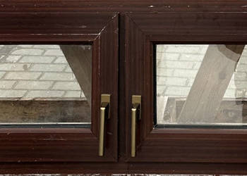 OKNA KacprzaK 131X46 OKNO Używane Plastikowe PCV Mahoń