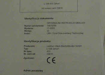 dtr instrukcja obsługi ładowarka liebherr L538 i inne