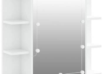 vidaXL Szafka z lustrem i LED, biała z połyskiem(SKU:808879)