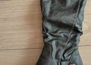 Kozaki szare długie na o obcasie