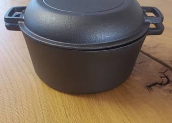 Garnek żeliwny i patelnia żeliwna.