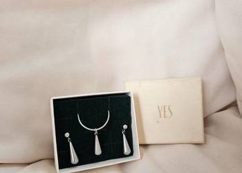 Komplet srebrnej biżuterii/zestaw: naszyjnik i kolczyki kropelka