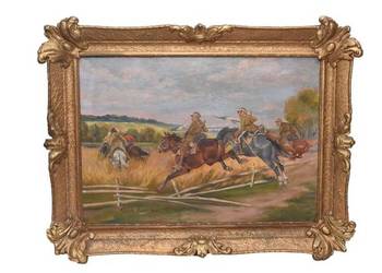 Wojciech Kossak - Pogoń za Bolszewikami - Stary Duży Obraz Rama Kossakówka