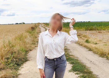 Koszula Promod 42 XL biała we wzorek jak kropki bluzka