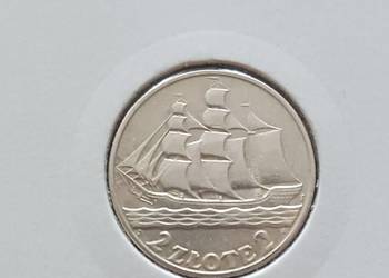 2 zł Żaglowiec 1936 r. - nr. 10 - Super stan - oryginał - srebro