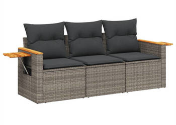 3-częściowa sofa do ogrodu z poduszkami szara polirattanowa WM-3226599