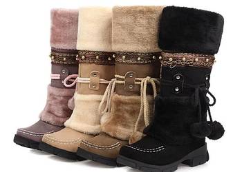 Kozaki wiązane 4 kolory ocieplane wygodne 34-43