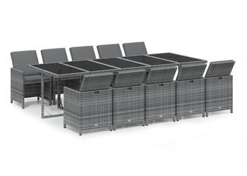 vidaXL 11-cz. zestaw mebli ogrodowych z poduszkami, polirattan(SKU:3095590)