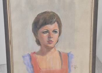 portret kobiety wykonany pastelami