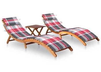 vidaXL Leżaki z poduszkami i stolikiem, 2 szt(SKU:3077389)