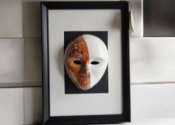 Maska Obraz maska ceramiczna ręcznie malowana oprawiona w ramę